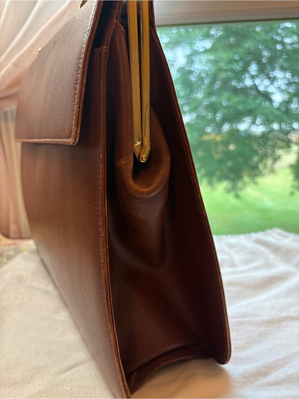 Vintage Salvatore Ferragamo Brown Leather Structured Top-Handle Satchel - Picture 7 of 16